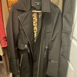 Via Spiga Elegant Black Coat with Gold Zipper